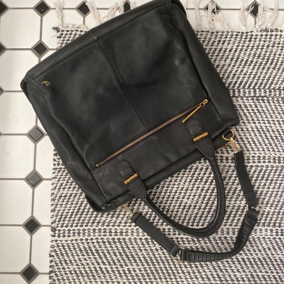 ELLIOT LUCCA Black Leather Bag W Crossbody Strap EXC - Picture 4 of 8